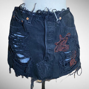 Furst of a Kind destroyed black denim skirt